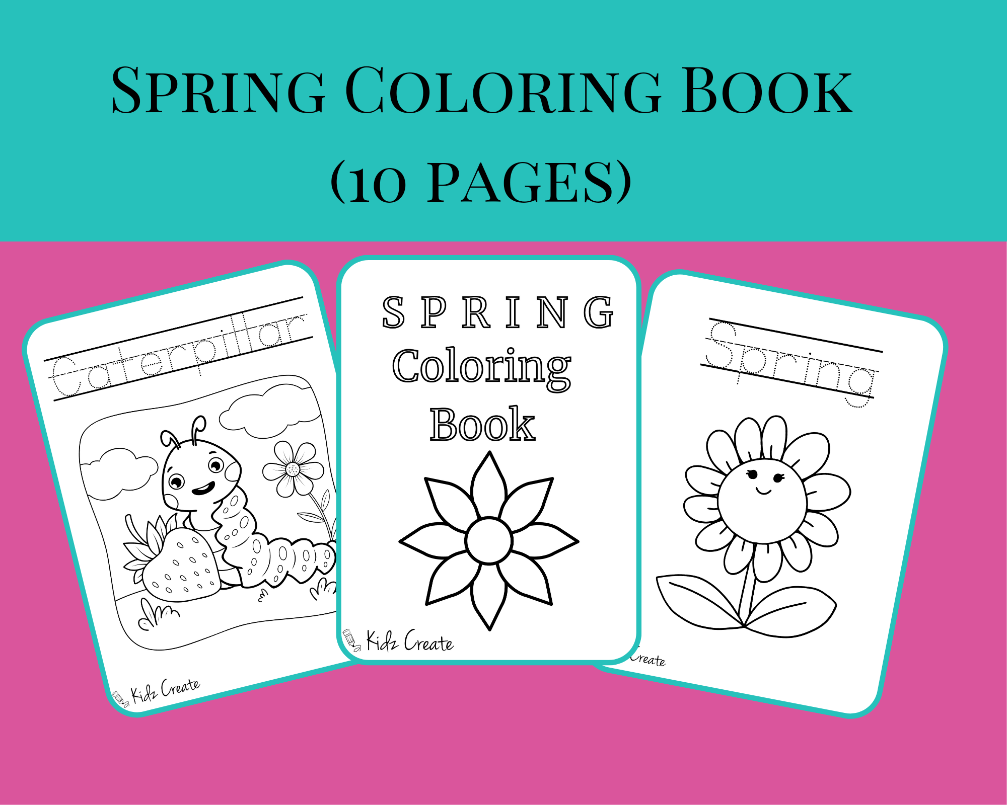 Spring Coloring Book for Kids (10 pages)