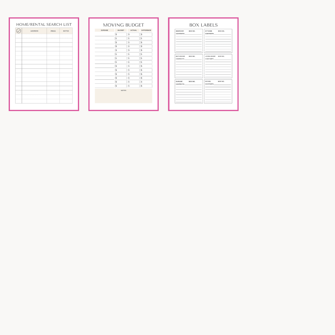 Moving Checklists Printable