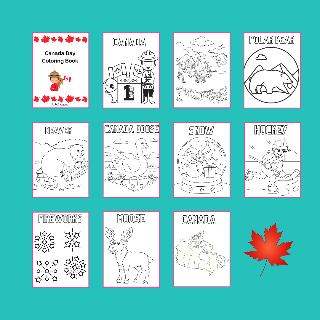 Printable Canada Day coloring book