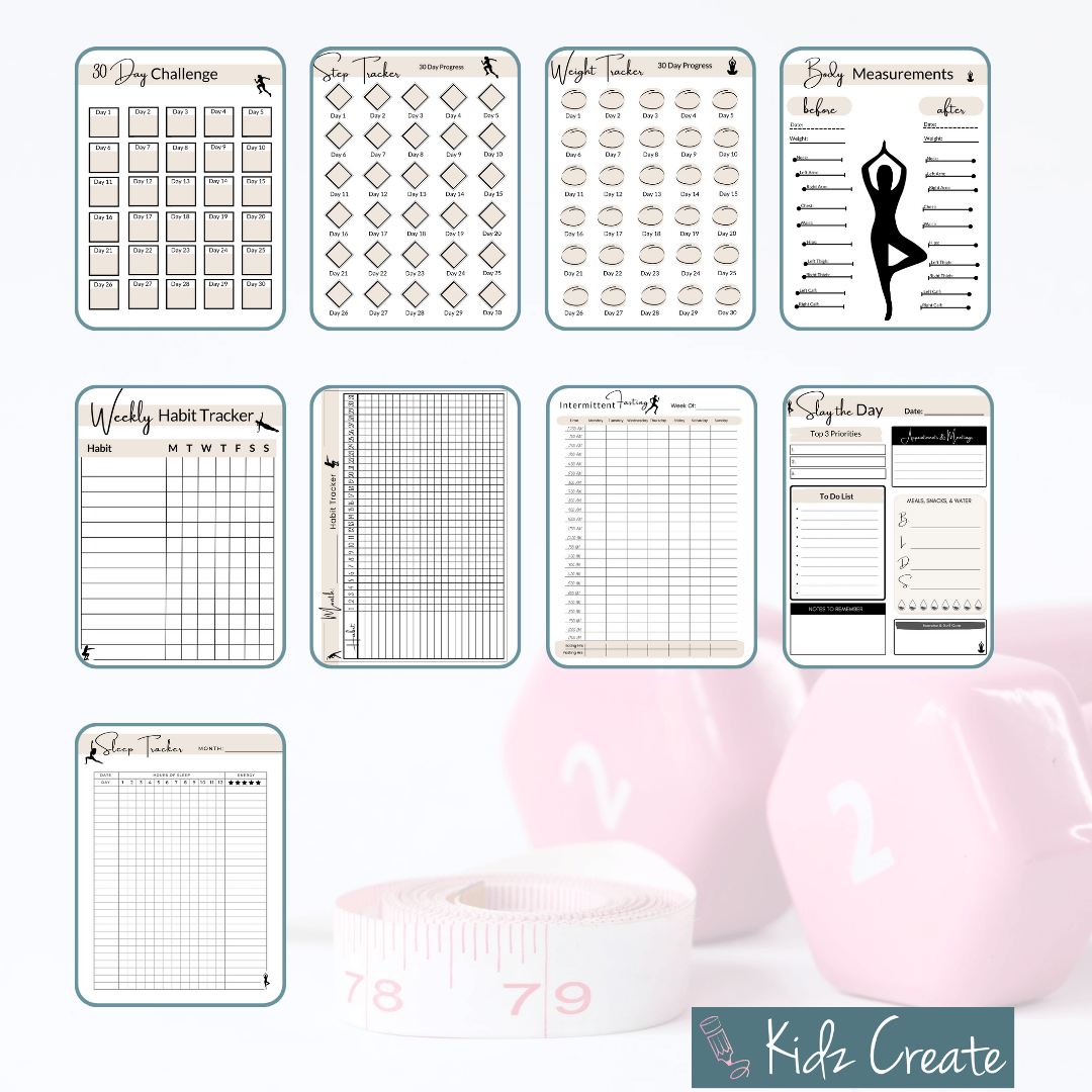 Printable fitness planner