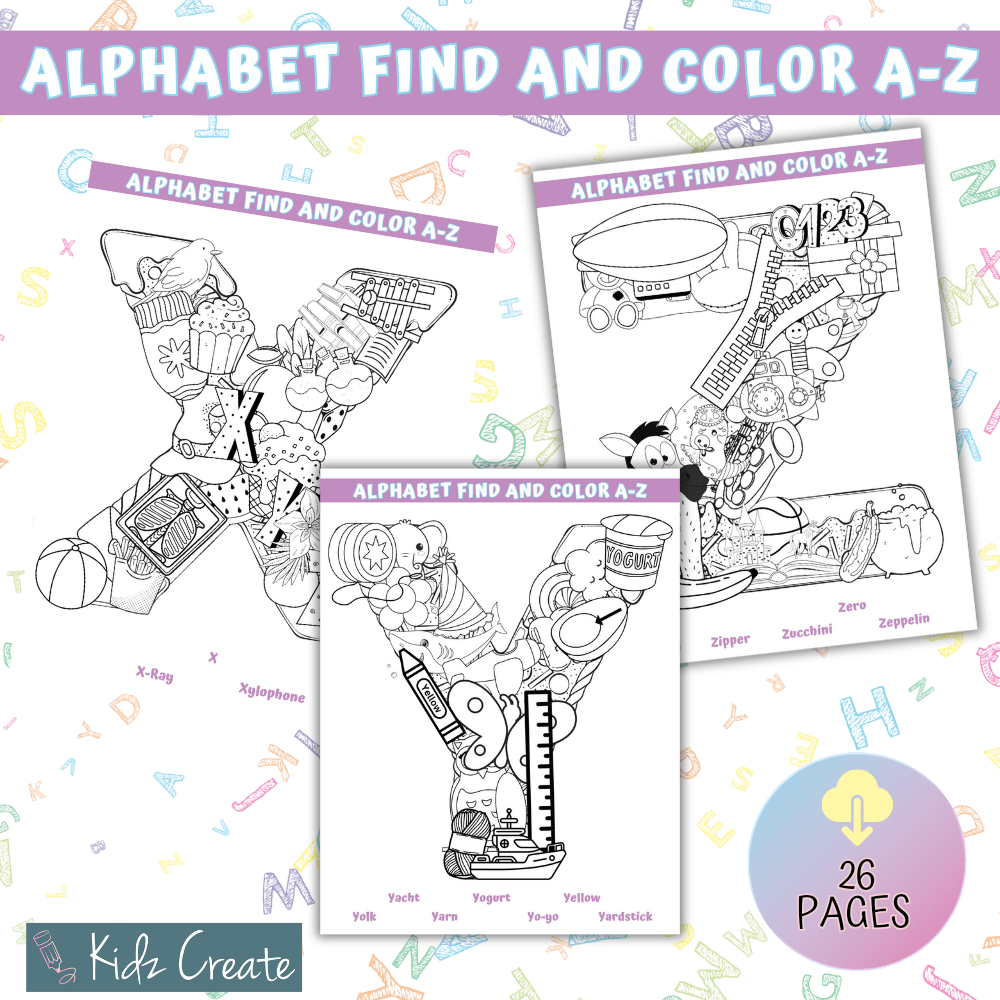 Alphabet find and color, printable