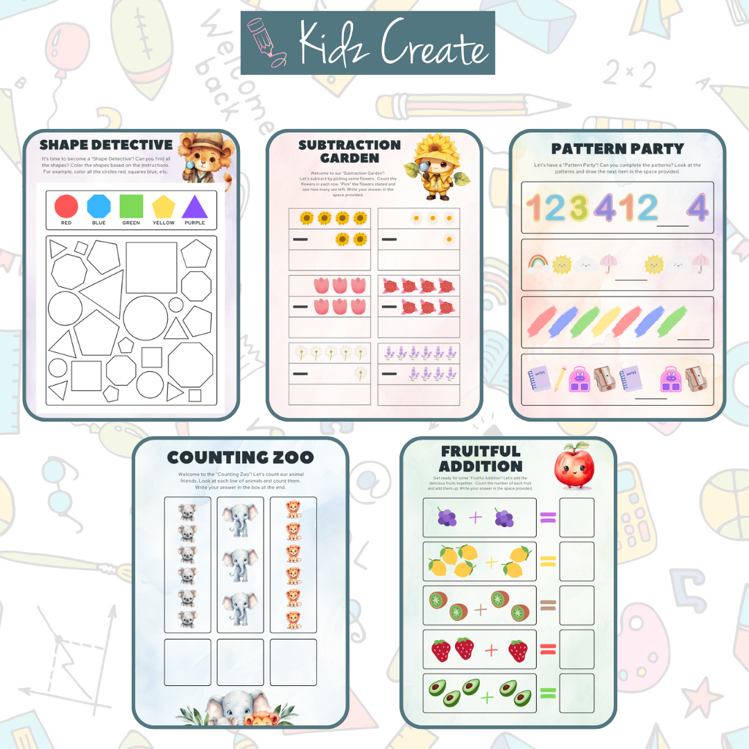 Math Sheets for Early Learners, Printable