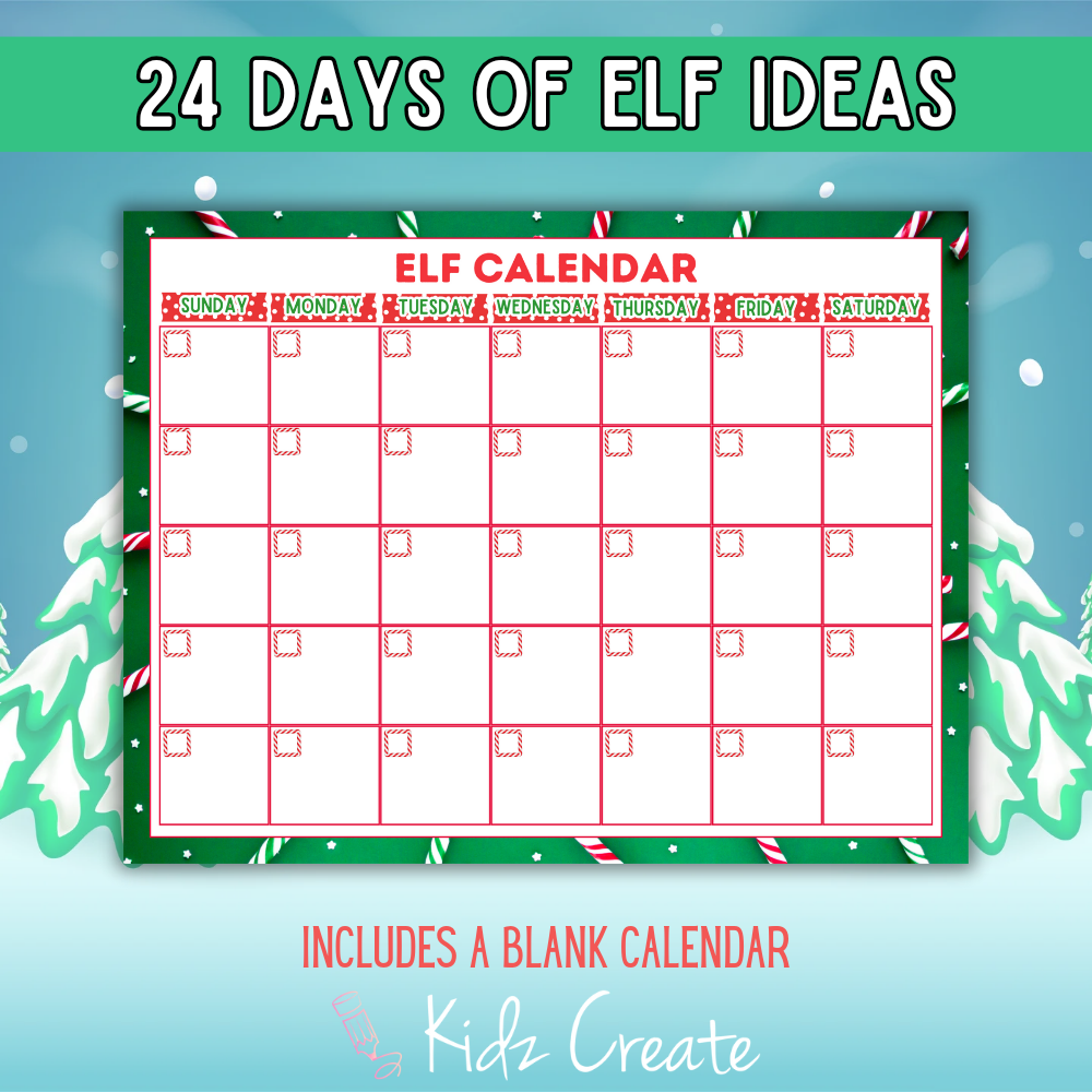 24 Days of Christmas Elf Ideas, Printable