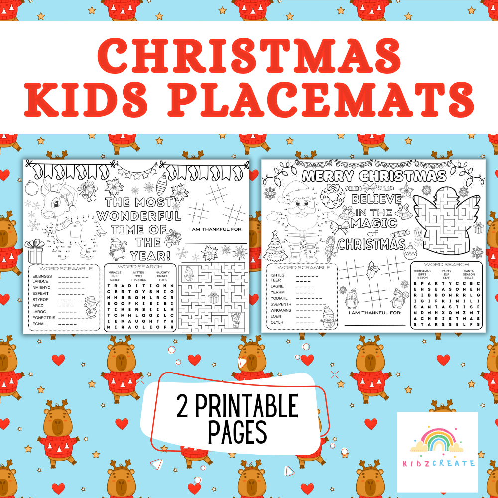 Kids Christmas Placemats, Printable