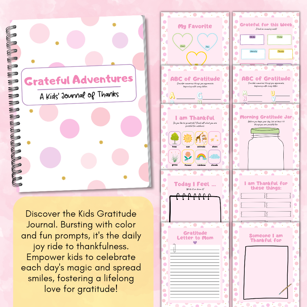 Kids Gratitude Journal & Planner Bundle (Pink theme)