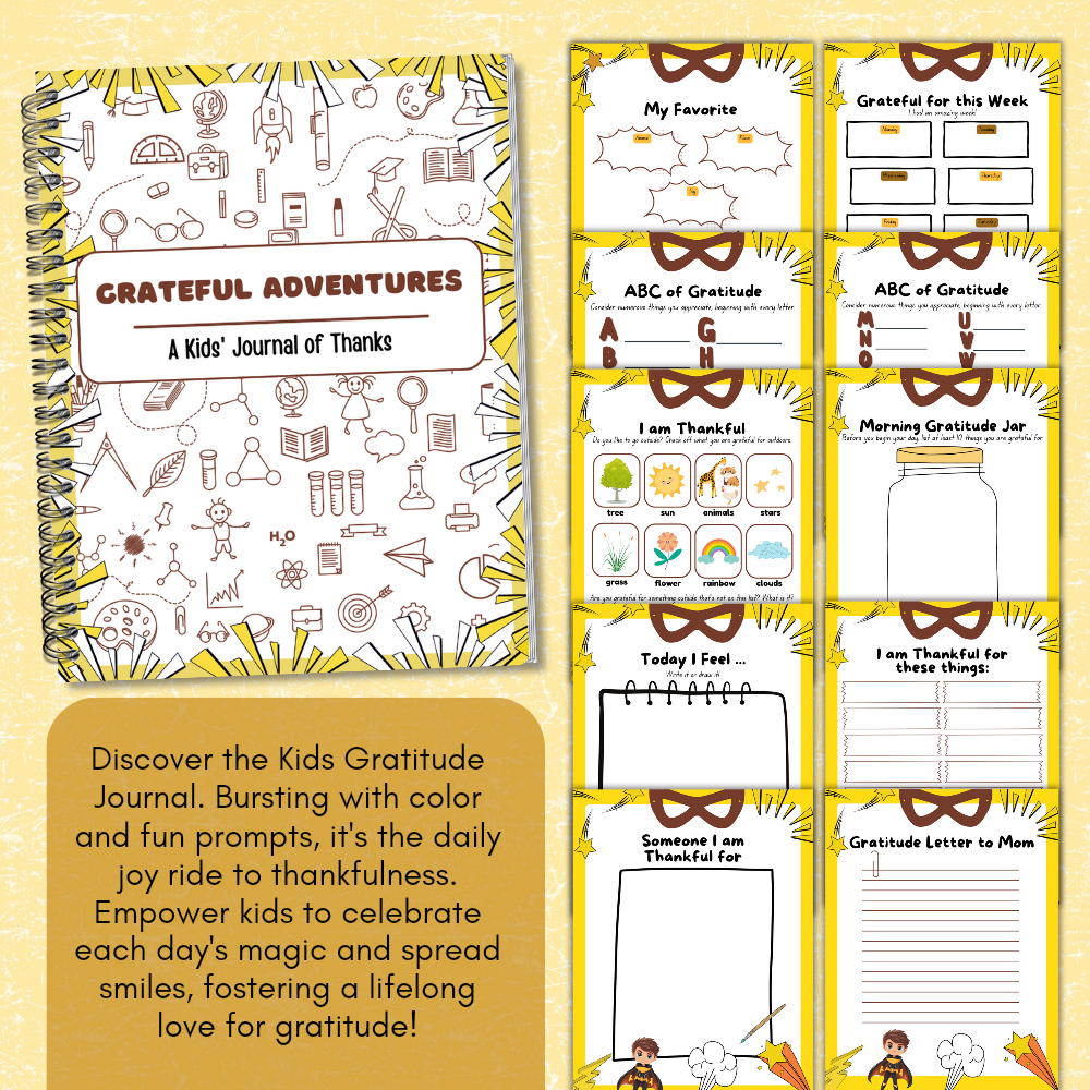 Kids Gratitude Journal & Planner Bundle (Yellow theme)