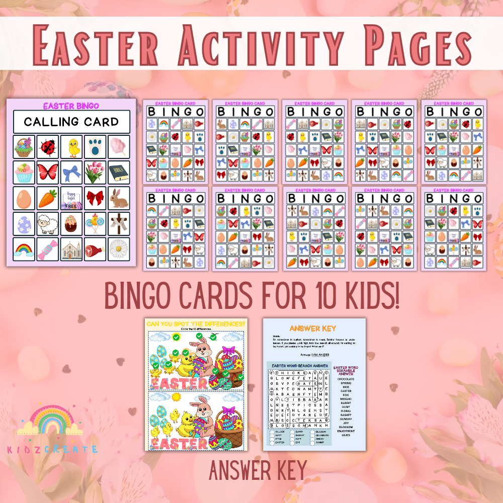 Easter Activity Page Bundle, Printable Games