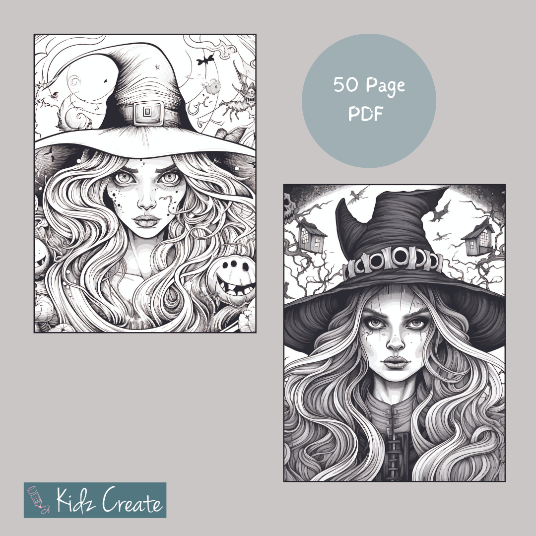 Halloween Witch Coloring Book, Printable
