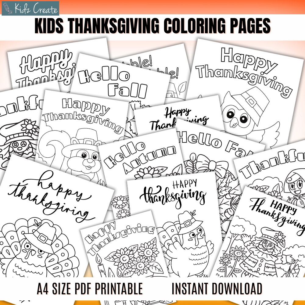 Thanksgiving Coloring Book for Kids, Printable