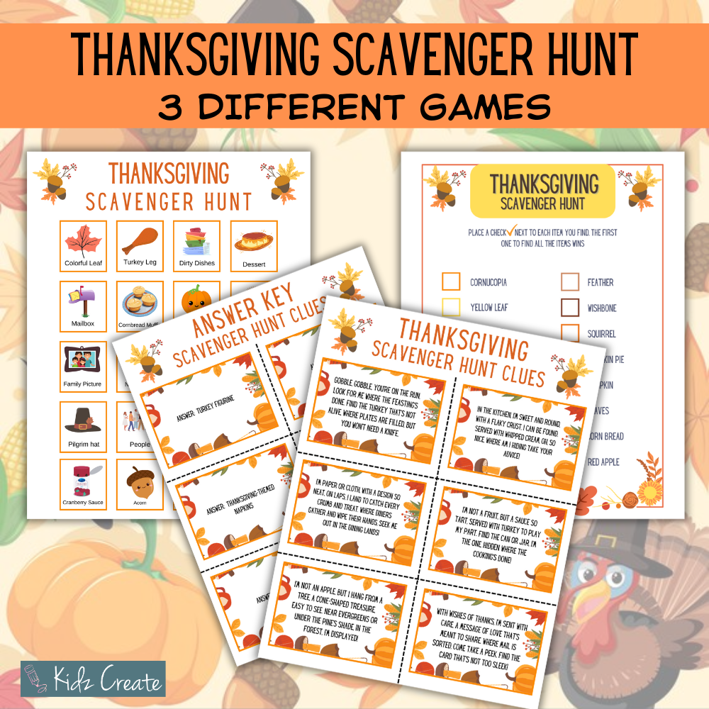 Thanksgiving Scavenger Hunt, Printable