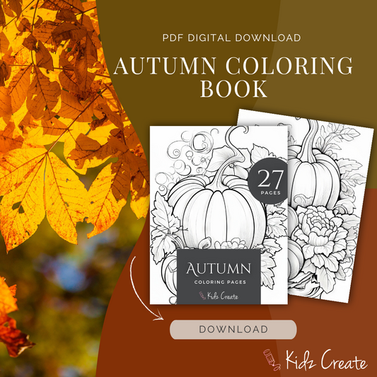 Autumn Themed Coloring Book, Printable