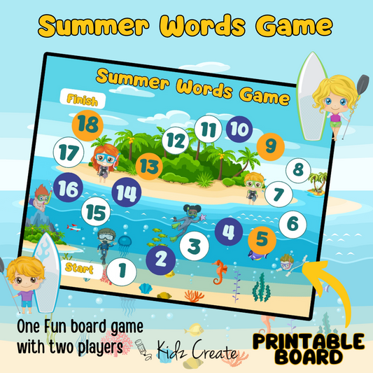 Summer Word Game-Printable Game for Kids