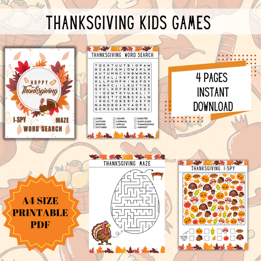 Thanksgiving Games for Kids, Printable