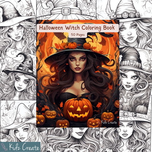 Halloween Witch Coloring Book, Printable