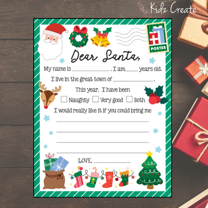 Letter to Santa Template, Printable