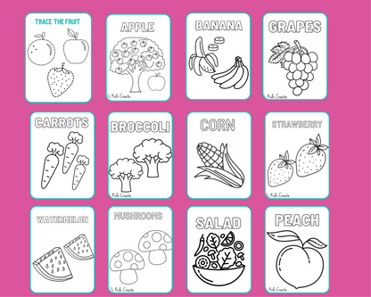 Fruits & Veggies Coloring Book Sample