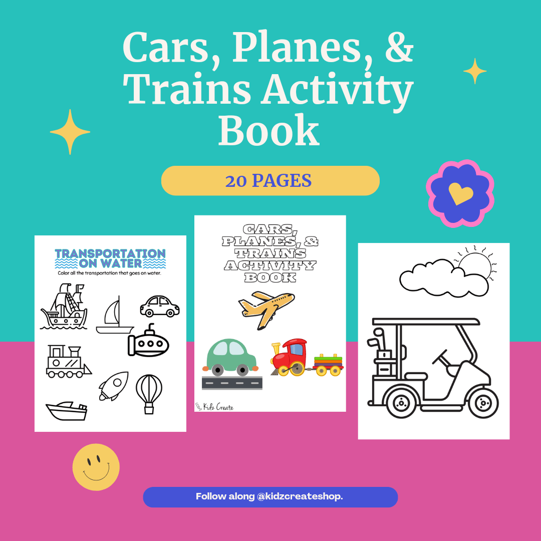 Cars, Planes & Trains Activity Book