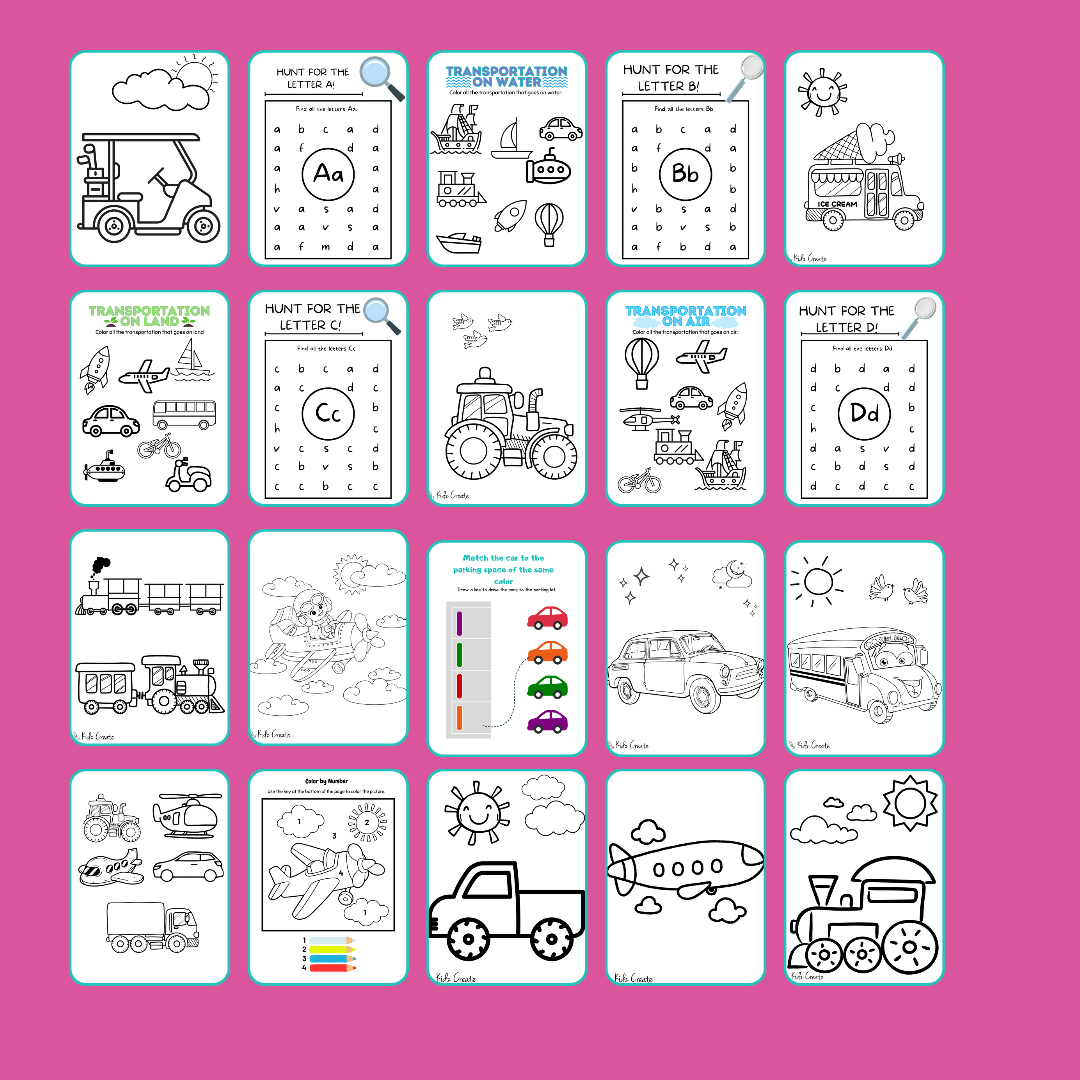 Cars, Planes & Trains Activity Book Sample 