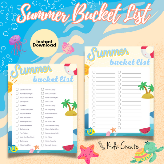 Summer bucket list printable 