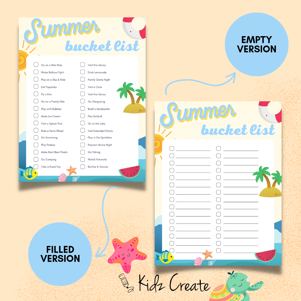 Example of summer bucket list 