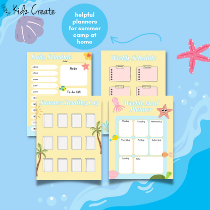 Activity sheets for summer camp at home 