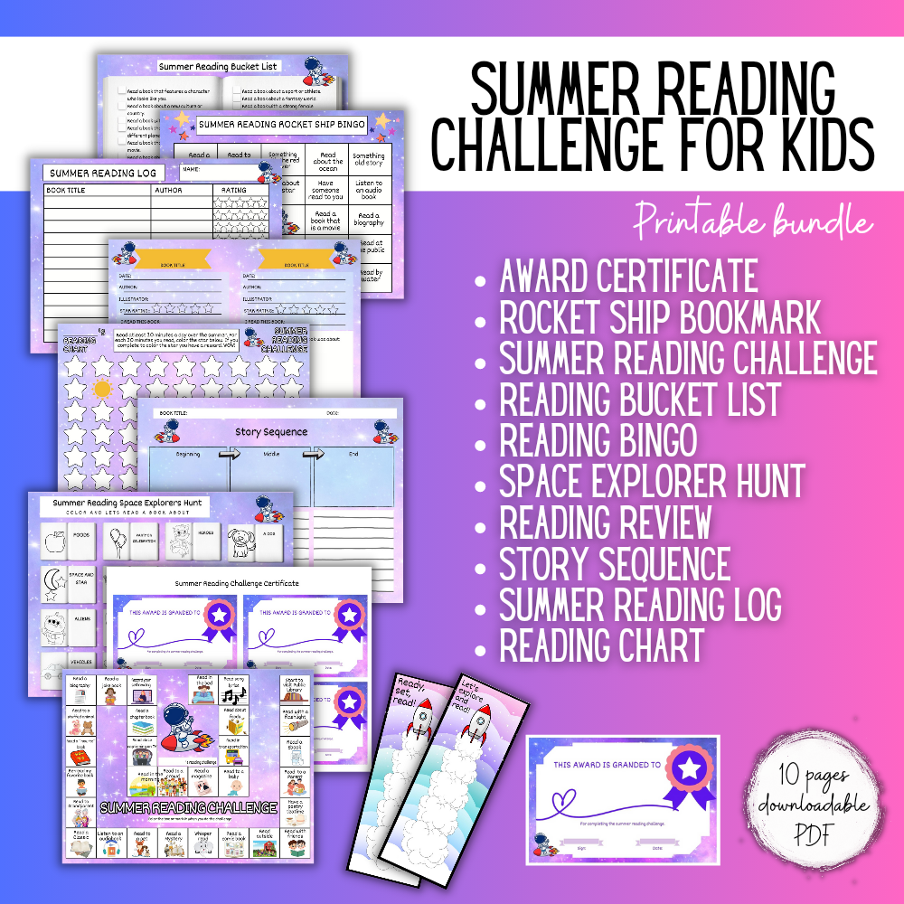 Summer Reading Challenge for Kids Space Ship Theme What's Included