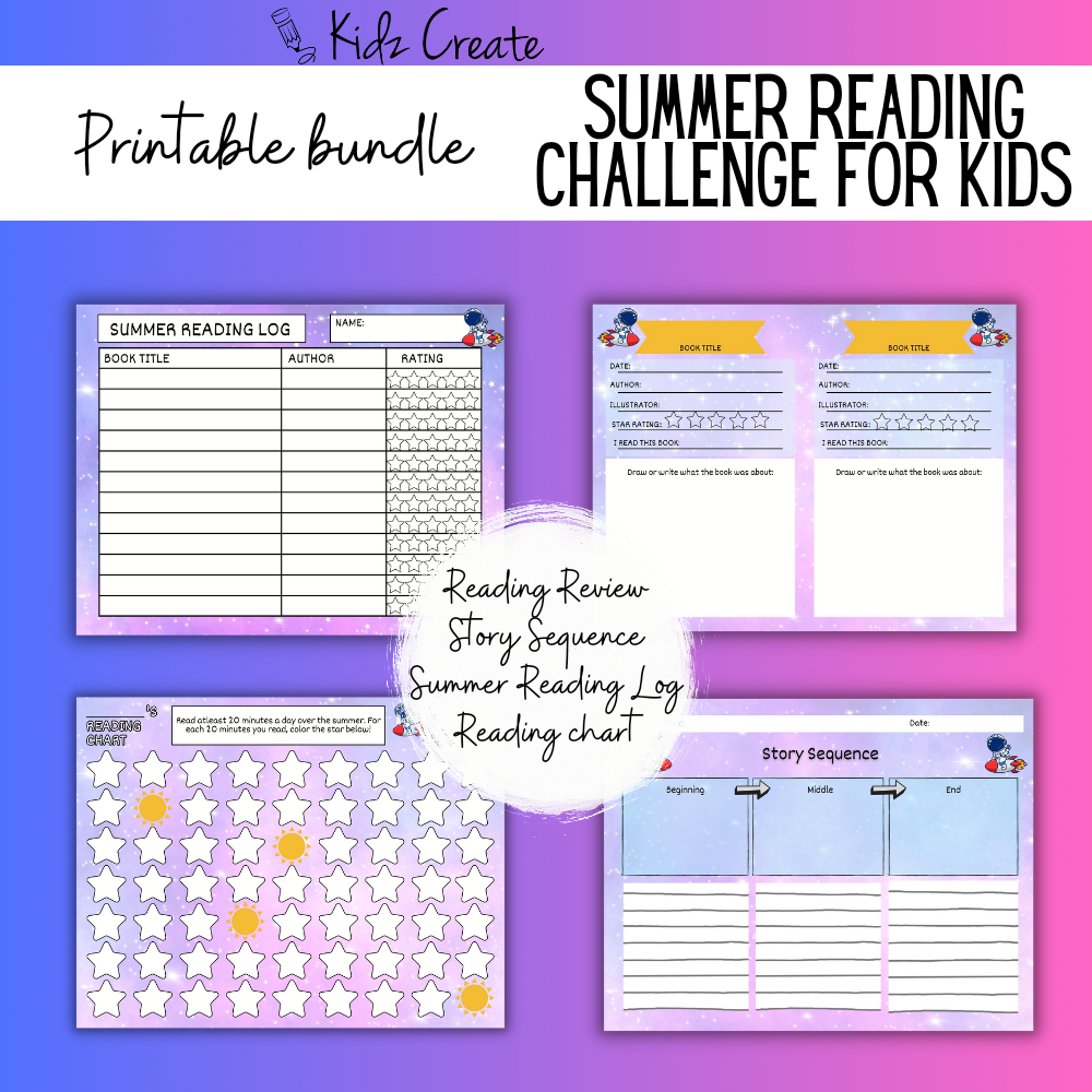 Summer Reading Challenge for Kids Space Ship Theme Example Pages 2 