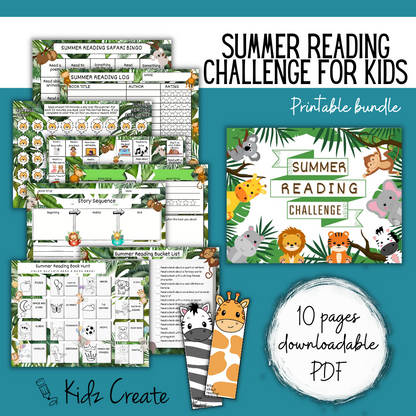 Summer Reading Challenge for Kids Safari Theme