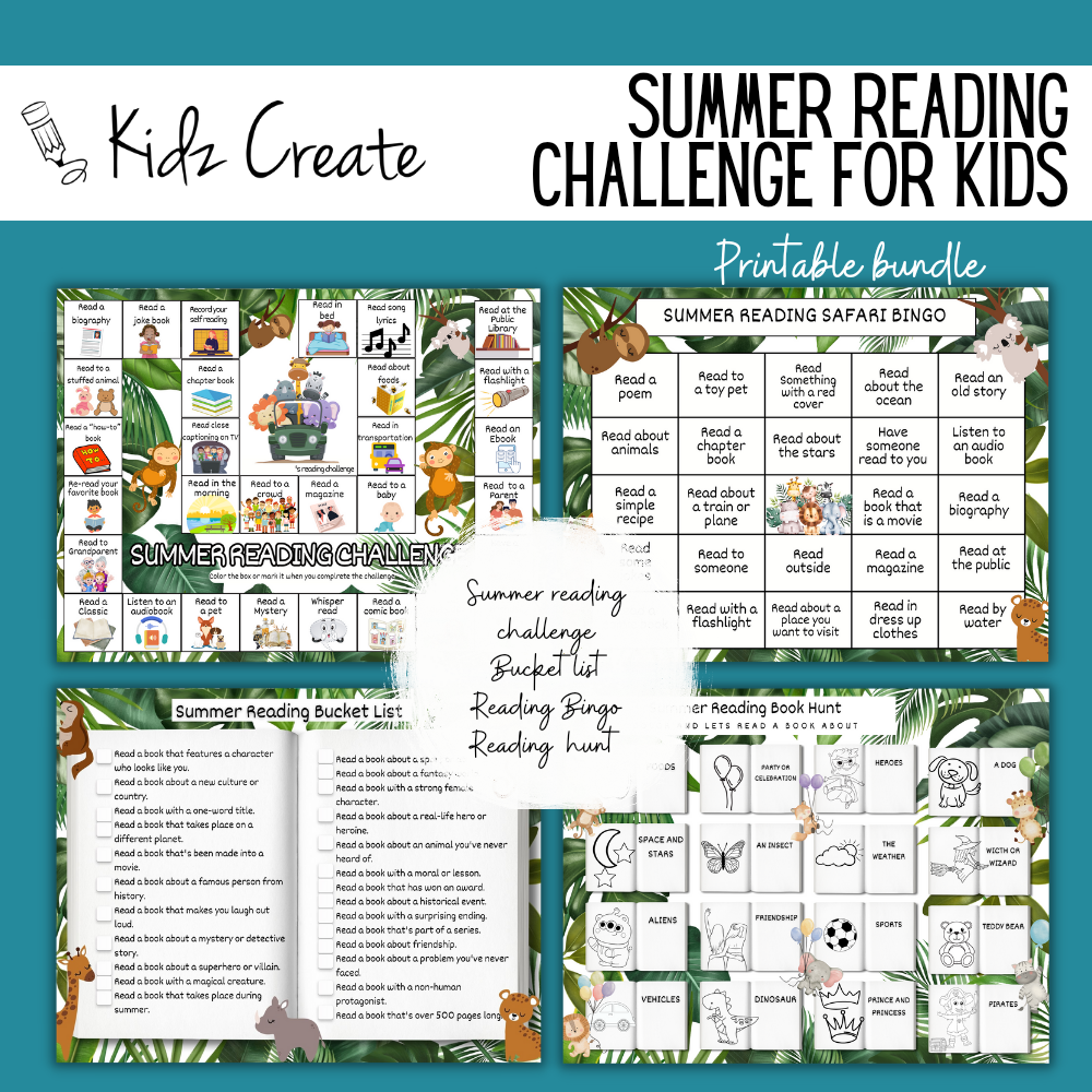 Summer Reading Challenge for Kids Safari Theme Example Pages 2 