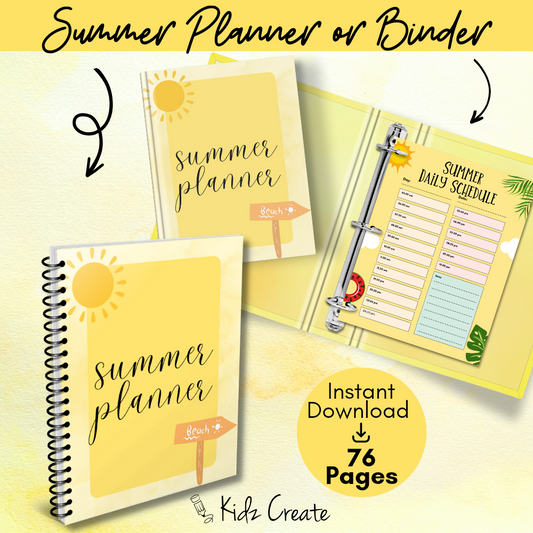 Summer Planner for Kids and Parents - Printable 