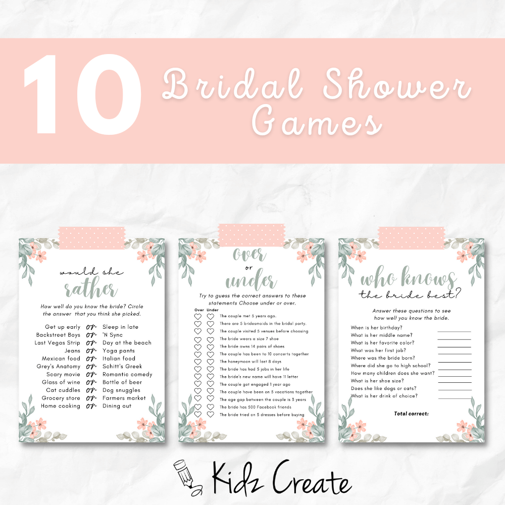 Bridal Shower Games pink theme 
