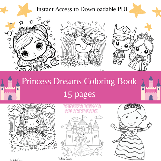 Princess Dreams Coloring Book (15 pages)