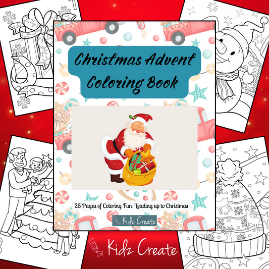 Christmas Advent Coloring Book, Printable