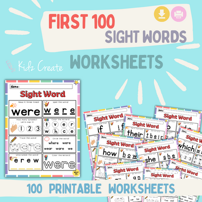 First 100 Sight Words, Printable