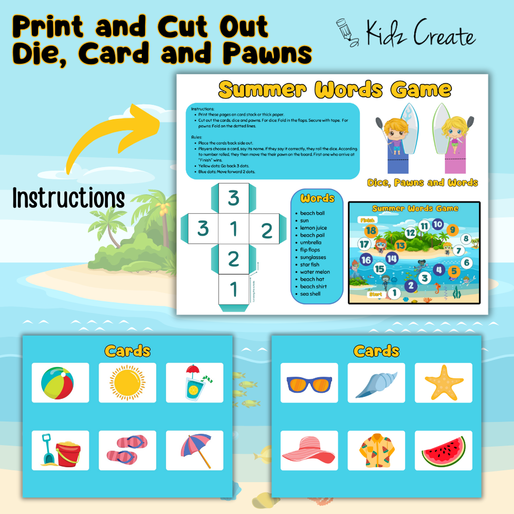 Summer Word Game-Printable Game for Kids