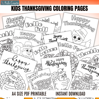 Thanksgiving Coloring Book for Kids, Printable