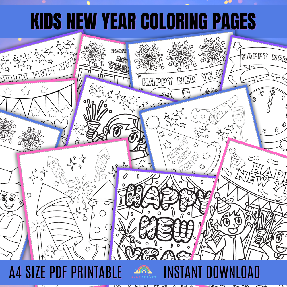 New Years Coloring Book for Kids