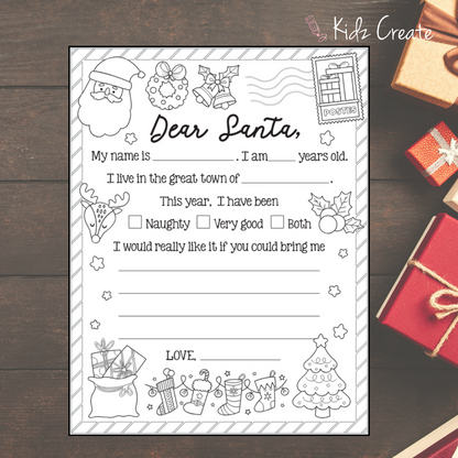 Letter to Santa Template, Printable